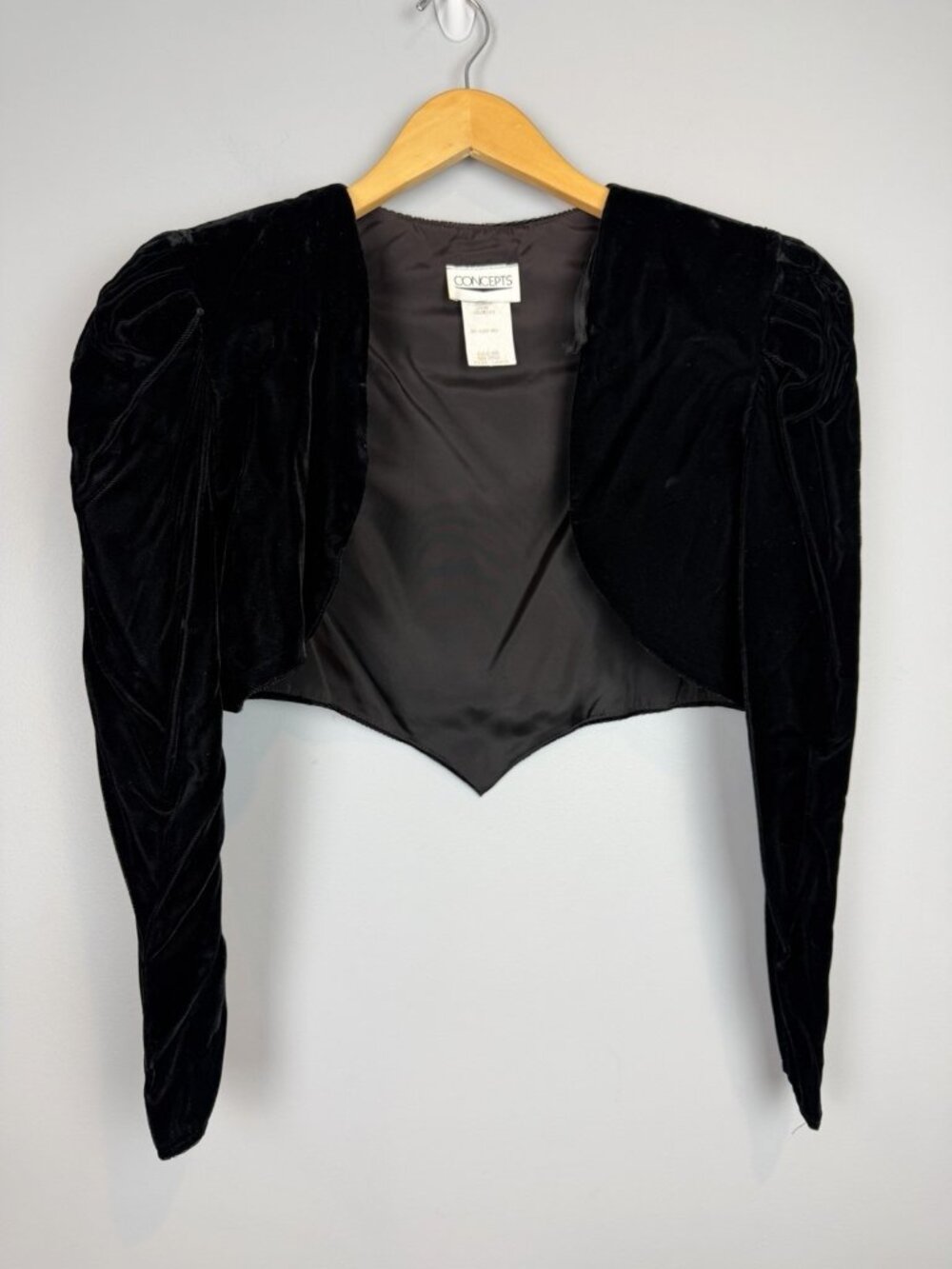Black Velvet Jacket Bolero Womens Size Large Gothic Victorian Edwardian Vintage
